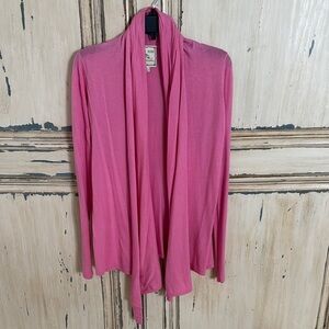 Pink Rose Pink Open Front Cardigan with Waterfall Collar